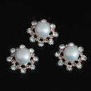 5 Pieces Flower Crystal Pearl Flatback Buttons Embellishments Jewelry Findings for Wedding Crafts 25mm
