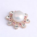 5 Pieces Flower Crystal Pearl Flatback Buttons Embellishments Jewelry Findings for Wedding Crafts 25mm