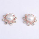 5 Pieces Flower Crystal Pearl Flatback Buttons Embellishments Jewelry Findings for Wedding Crafts 25mm