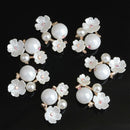 10 Pieces Crystal Pearl Flower Flatback Buttons Embellishment for DIY Phone Case Decoration Crafts