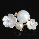10 Pieces Crystal Pearl Flower Flatback Buttons Embellishment for DIY Phone Case Decoration Crafts