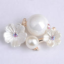 10 Pieces Crystal Pearl Flower Flatback Buttons Embellishment for DIY Phone Case Decoration Crafts