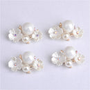 10 Pieces Crystal Pearl Flower Flatback Buttons Embellishment for DIY Phone Case Decoration Crafts