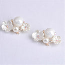 10 Pieces Crystal Pearl Flower Flatback Buttons Embellishment for DIY Phone Case Decoration Crafts