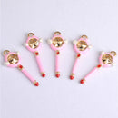 5 Pieces Pink Magic Wand Alloy Pendant Charms DIY Cute Jewelry Findings 41x17mm