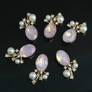 10 Pieces Pearl Rhinestone Buttons Wedding Flatback Embellishments Scrapbooking