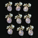 10 Pieces Pearl Rhinestone Buttons Wedding Flatback Embellishments Scrapbooking