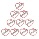 10 Pieces Pink Heart Shape Alloy Rhinestone Pendant Charms DIY Jewelry Findings
