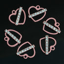 10 Pieces Pink Heart Shape Alloy Rhinestone Pendant Charms DIY Jewelry Findings