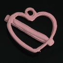 10 Pieces Pink Heart Shape Alloy Rhinestone Pendant Charms DIY Jewelry Findings