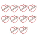 10 Pieces Pink Heart Shape Alloy Rhinestone Pendant Charms DIY Jewelry Findings