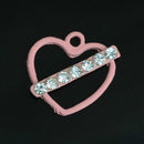 10 Pieces Pink Heart Shape Alloy Rhinestone Pendant Charms DIY Jewelry Findings