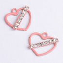 10 Pieces Pink Heart Shape Alloy Rhinestone Pendant Charms DIY Jewelry Findings