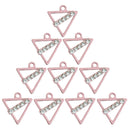 10 Pieces Pink Triangle Shape Alloy Rhinestone Pendant Charms DIY Jewelry Findings