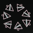 10 Pieces Pink Triangle Shape Alloy Rhinestone Pendant Charms DIY Jewelry Findings