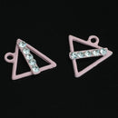 10 Pieces Pink Triangle Shape Alloy Rhinestone Pendant Charms DIY Jewelry Findings
