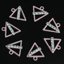 10 Pieces Pink Triangle Shape Alloy Rhinestone Pendant Charms DIY Jewelry Findings