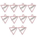 10 Pieces Pink Triangle Shape Alloy Rhinestone Pendant Charms DIY Jewelry Findings