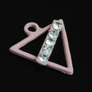 10 Pieces Pink Triangle Shape Alloy Rhinestone Pendant Charms DIY Jewelry Findings