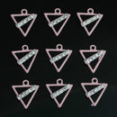 10 Pieces Pink Triangle Shape Alloy Rhinestone Pendant Charms DIY Jewelry Findings