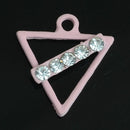 10 Pieces Pink Triangle Shape Alloy Rhinestone Pendant Charms DIY Jewelry Findings