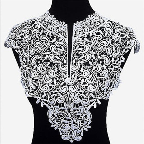 1 Piece White Lace Applique Neck Neckline Collar Venise Lace Trim for DIY Crafts