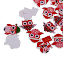 50 Piece Merry Christmas Owl Shape Wooden Buttons for DIY Sewing Clothing Decoration Kids Crafts