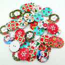 50pcs Christmas Wooden 2 Holes Buttons For DIY Sewing Scrapbooking 25mm