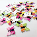 50 Pieces Mix Butterfly Shaped Wooden Buttons Polka Dot Buttons for DIY Sewing