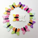 50 Pieces Mix Butterfly Shaped Wooden Buttons Polka Dot Buttons for DIY Sewing