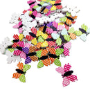 50 Pieces Mix Butterfly Shaped Wooden Buttons Polka Dot Buttons for DIY Sewing