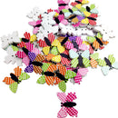 50 Pieces Mix Butterfly Shaped Wooden Buttons Polka Dot Buttons for DIY Sewing
