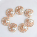 10 Piece Shell Shape Crystal Pearl Button Findings for DIY Jewelry Making Crafts Gold