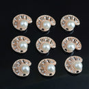 10 Piece Shell Shape Crystal Pearl Button Findings for DIY Jewelry Making Crafts Gold