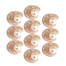 10 Piece Shell Shape Crystal Pearl Button Findings for DIY Jewelry Making Crafts Gold