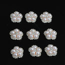 10 Pieces DIY Pearl Rhinestone Flatback Buttons Embellishment DIY Wedding Decorations