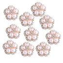 10 Pieces DIY Pearl Rhinestone Flatback Buttons Embellishment DIY Wedding Decorations