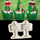 Merry Christmas Silicone Mould Fondant Cake Mold for Sugar Craft Cake Decoration
