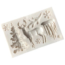 Christmas Tree Elk Deer Silicone Mould Fondant Cake Mold for Sugar Craft Cake Decoration