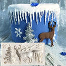 Christmas Tree Elk Deer Silicone Mould Fondant Cake Mold for Sugar Craft Cake Decoration