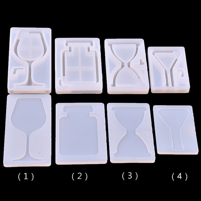 1 Set Transparent Silicone Pendant Mould Resin Hourglass DIY Jewelry Making Tool - Wine Glass
