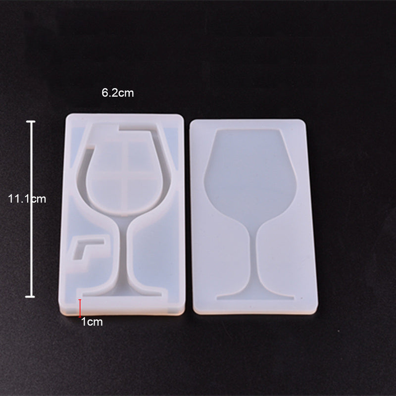 1 Set Transparent Silicone Pendant Mould Resin Hourglass DIY Jewelry Making Tool - Wine Glass
