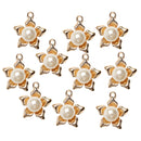 10 Pieces Alloy Flower Pearl Charms Pendant for DIY Jewelry Making Crafts Gold