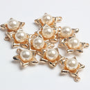 10 Pieces Alloy Flower Pearl Charms Pendant for DIY Jewelry Making Crafts Gold