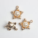 10 Pieces Alloy Flower Pearl Charms Pendant for DIY Jewelry Making Crafts Gold