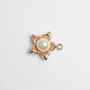 10 Pieces Alloy Flower Pearl Charms Pendant for DIY Jewelry Making Crafts Gold
