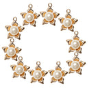 10 Pieces Alloy Flower Pearl Charms Pendant for DIY Jewelry Making Crafts Gold