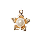 10 Pieces Alloy Flower Pearl Charms Pendant for DIY Jewelry Making Crafts Gold