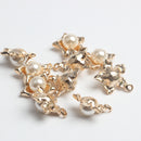 10 Pieces Alloy Flower Pearl Charms Pendant for DIY Jewelry Making Crafts Gold