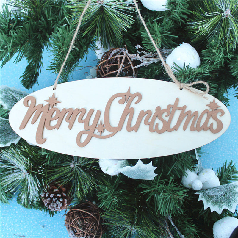 1 Piece Wooden Merry Christmas Hanging Pendants Xmas Tree Decor Ornaments